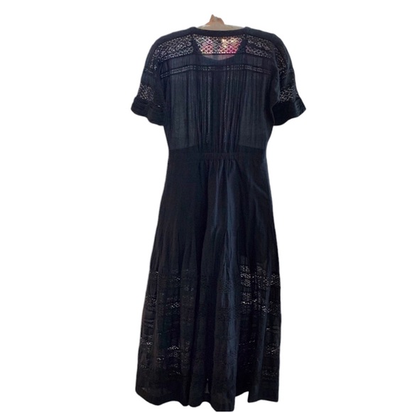 LOVE SHACK FANCY EDIE DRESS BLACK COTTON CROCHET LACE MAXI DRESS COCKTAIL DRESS - Picture 15 of 16